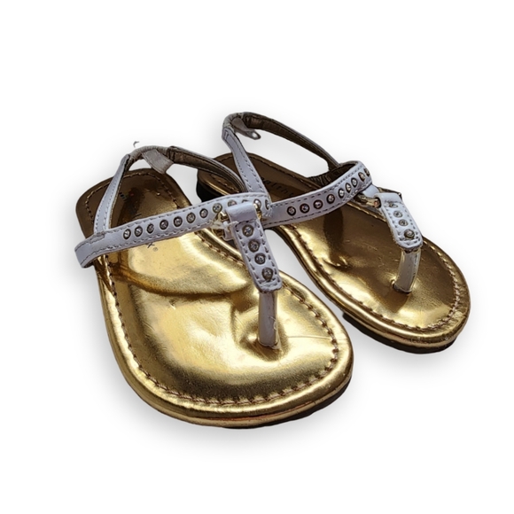 healthtex Other - White/Gold Rhinestone Sandals, Girl's 5